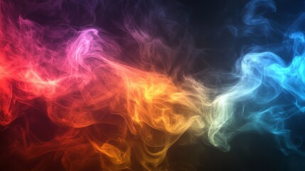 Obraz premium Abstract colorful smoke swirls against a black background.
