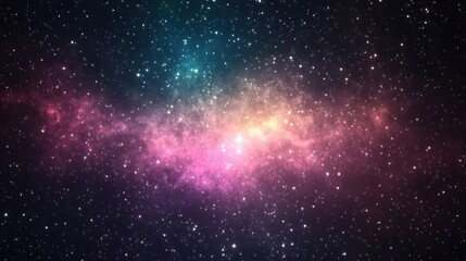 Colorful nebula glows in various hues, surrounded by a multitude of twinkling stars in the vastness of outer space