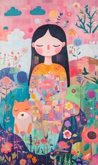 portrait of a woman, woman with flowers, wing, generation AI