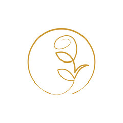 Fototapeta premium rose logo flower in circle shape linear style luxury symbol design template