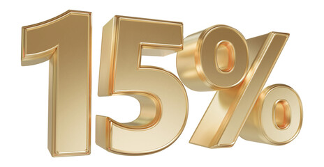 Number 15 Percent Off Sale Gold Number 3D