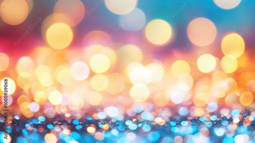 Poster the atmosphere is filled with vibrant, shimmering bokeh lights twinkling beautifully, creating an en