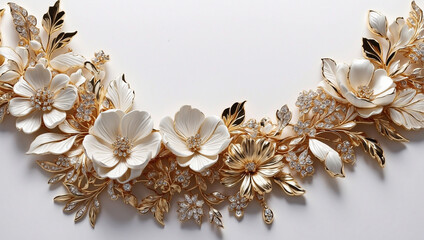 White Gold Floral Border