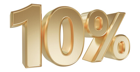 Number 10 Percent Off Sale Gold Number 3D