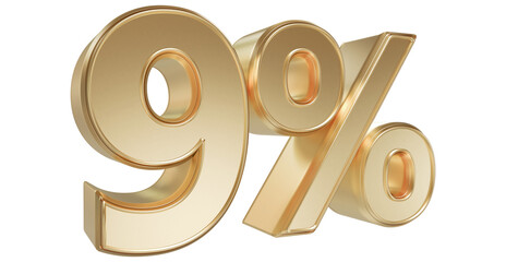 Number 9 Percent Gold Number 3D