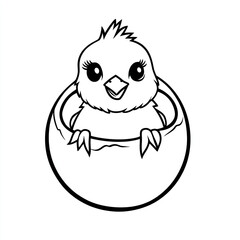 Beautiful Chick Coloring Page, Baby Animal Colouring Design for Your Corporate Books and Business Graphic Resource or Creative Project, Ai Generative