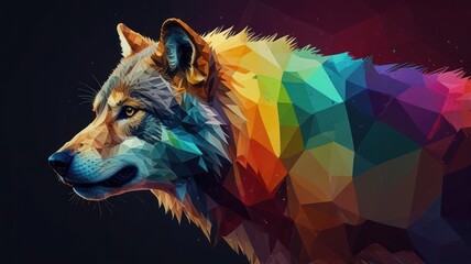 Colorful Geometric Wolf