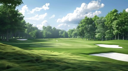 Obraz premium A comprehensive depict of the fairway with an obvious piece of fluid