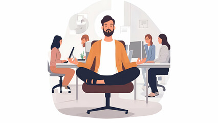 illustration of a yoga in the office