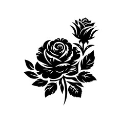 Vintage rose flowers silhouette vector