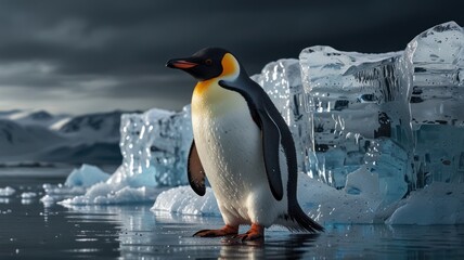 Fototapeta premium Emperor Penguin on Iceberg