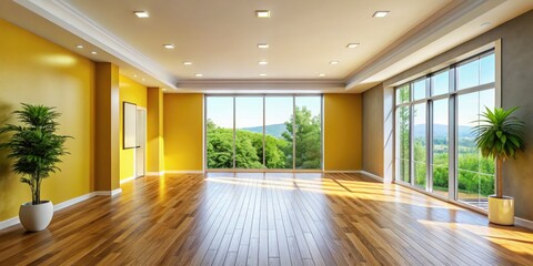 Fototapeta premium A serene modern room featuring minimalist design, showcasing a neutral color palette that inspires tranquility and simplicity through clean lines and uncluttered spaces.