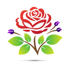 Colorful beautiful rose flower logo silhouette design