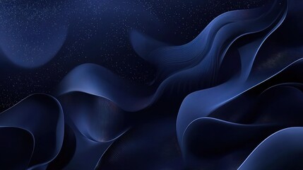 Obraz premium Abstract Waves in Dark Blue Tones