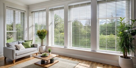 Chic white wooden blinds offer a sophisticated touch to contemporary homes, expertly balancing aesthetics and practicality for superior natural light management and ambiance.