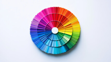 Show a color wheel palette with primary, secondary, and tertiary colors arranged in a circular format. 