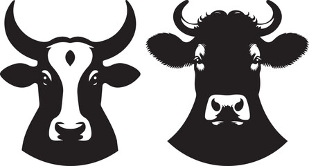 Cow head vector art, illustration, Cow head silhouette design