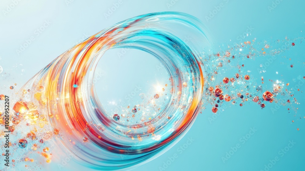 Poster mesmerizing digital symbols swirl gracefully, forming a captivating abstract design on a light-blue 