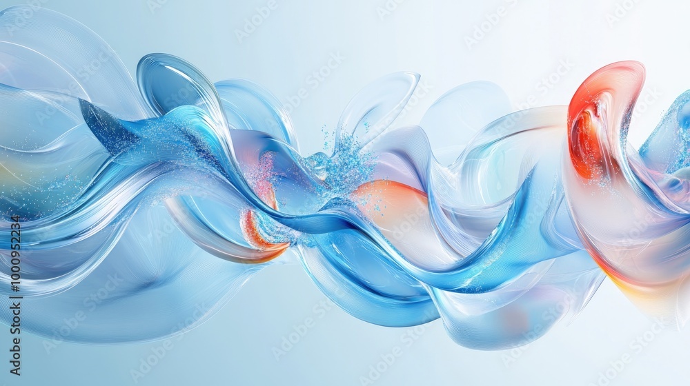 Poster mesmerizing digital symbols swirl gracefully, forming a captivating abstract design on a light-blue 