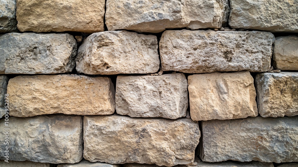 Poster A close-up of a rustic stone wall with irregular shapes and textures.