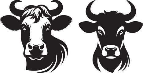 Cow head vector art, illustration, Cow head silhouette design