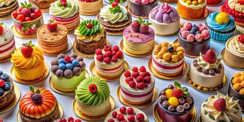 Obraz premium Explore a charming collection of beautiful celebration cakes, ideal for events and special occasions, with captivating photography that brings each sweet masterpiece to life.