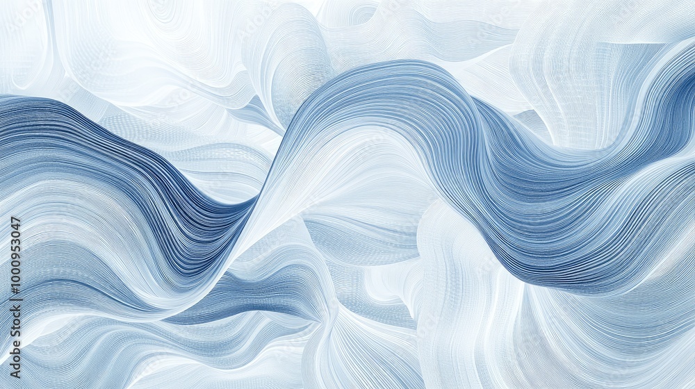 Poster swirling trails of ones and zeroes create a stunning abstract pattern on a light-blue background, re