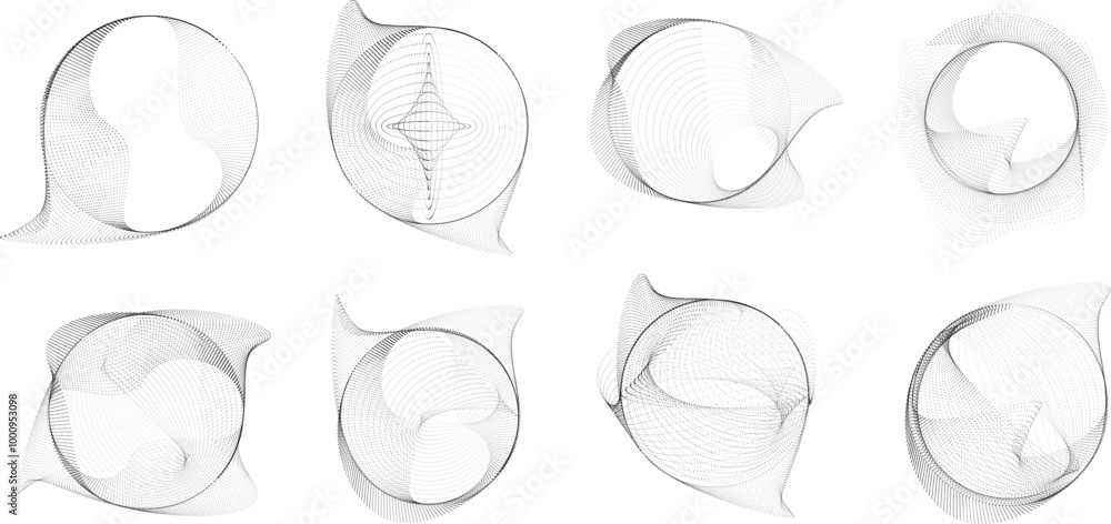Poster set of dots in circle form . dotted rounded shape vector illustration .lots of halftones form a ring