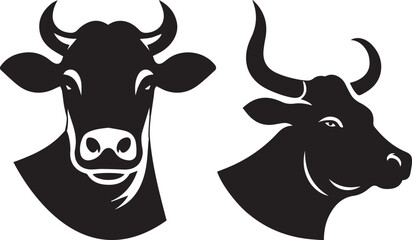Cow head vector art, illustration, Cow head silhouette design