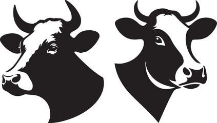 Cow head vector art, illustration, Cow head silhouette design