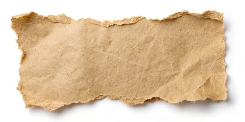 Fototapeta premium Isolated torn paper piece against a white backdrop, ideal for artistic compositions and creative designs, bringing a