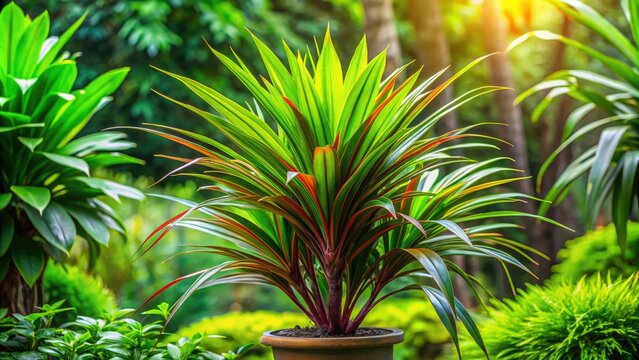 In a tropical paradise, the ortiga plant flourishes, its vibrant green leaves radiating natural beauty, creating a stunning display of lush serenity in the landscape.