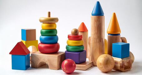 Colorful wooden toys for kids
