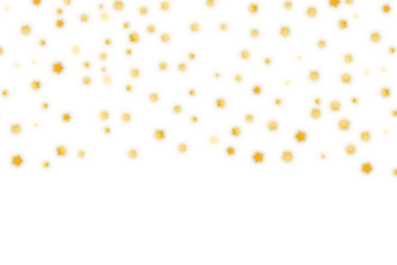 Glowing golden stars confetti for design and decoration. Falling gold stars isolated on transparent background. Luxury stars for festive, card, invitation, holiday design elements. PNG