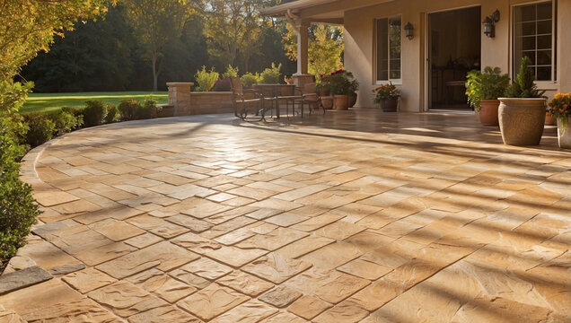 Sunlight on Stamped Concrete Patio