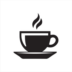 Coffee cup and tea cup logo, black symbols vector illustration silhouette image template.eps 10.