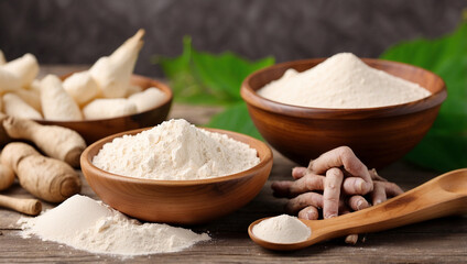 Fototapeta premium Tapioca Starch in Wooden Spoon