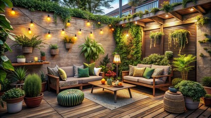 Obraz premium Transform your small patio into a cozy urban oasis with these inspiring design ideas that enhance relaxation and invite tranquility in outdoor spaces.