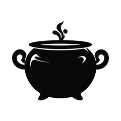 Cauldron silhouette vector.
