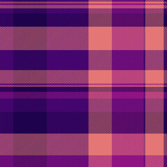 Nostalgia check pattern vector, fibre fabric texture background. Delicate tartan seamless textile plaid in red and violet colors.