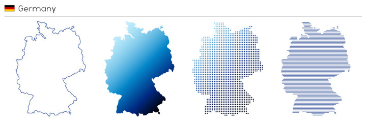Germany - outline, gradient, dotted and lines geometrical country shape - vector illustration