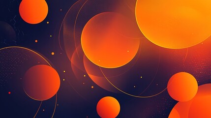 Gradient orange circle blending with fluid dynamic shapes and bold geometric forms, ideal for modern graphics.