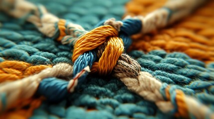 Close Up of Colorful Knotted Ropes Texture
