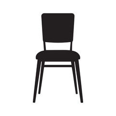 Chair silhouette vector art illustration with white background.