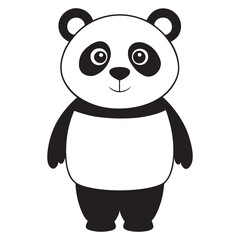 Naklejka premium Cute panda silhouette vector illustration isolated on white background.
