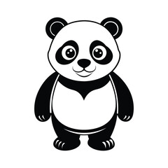Cute panda silhouette vector illustration isolated on white background.