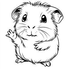 Obraz premium Beautiful Guinea Pig Coloring Page, Rodent Colouring Design for Your Corporate Books and Business Graphic Resource or Creative Project, Ai Generative
