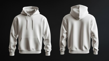 front and back white hoodie mock up 