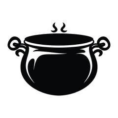 Cauldron silhouette vector.