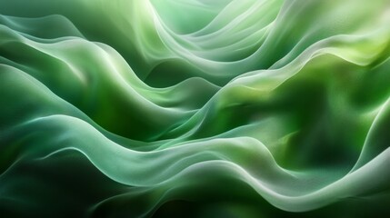 Obraz premium Ethereal Green Waves of Abstract Silk Fabric